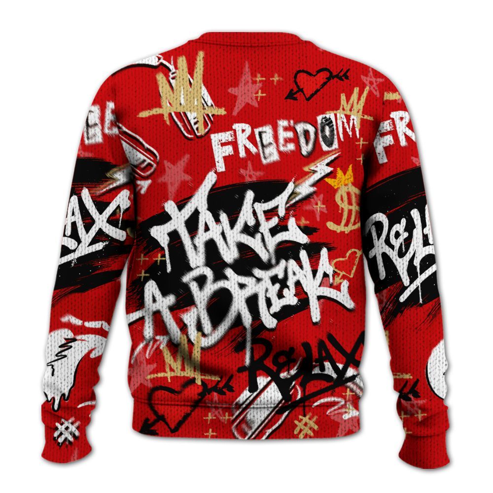 Knitted Sweater To Match Ja 2 Halloween - Take Break Freedom Graffiti Streetwear