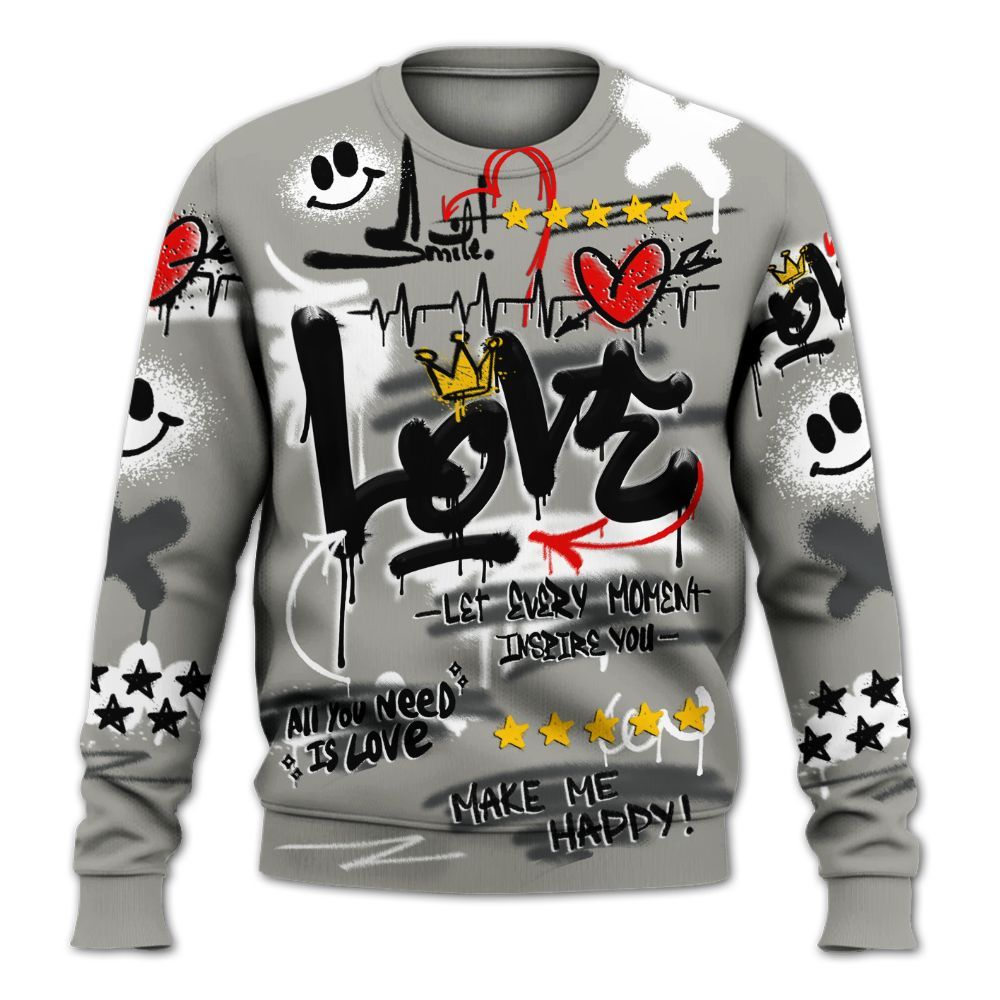 Sweatshirt To Match High Satin Shadow 1s - Happy Love Beats Graffiti Streetwear All Over Print