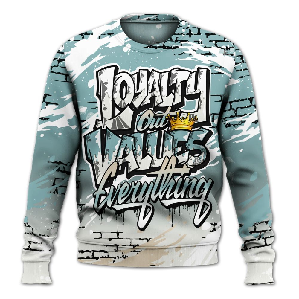 Dunkare Dunk Low Glacier Blue Pale Ivory Shirt, Values Of Loyalty Drip All Over Print Unisex Sweatshirt