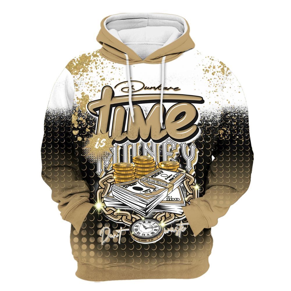 Hoodie To Match High OG Black Metallic Gold 1s - Halftone Time Is Money All Over Print