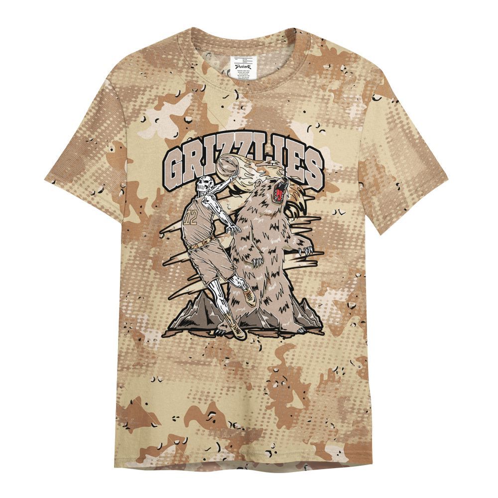 Shirt To Match Desert Camo 3s - Grizzly Bear Skeleton Brown Sugar All Over Print