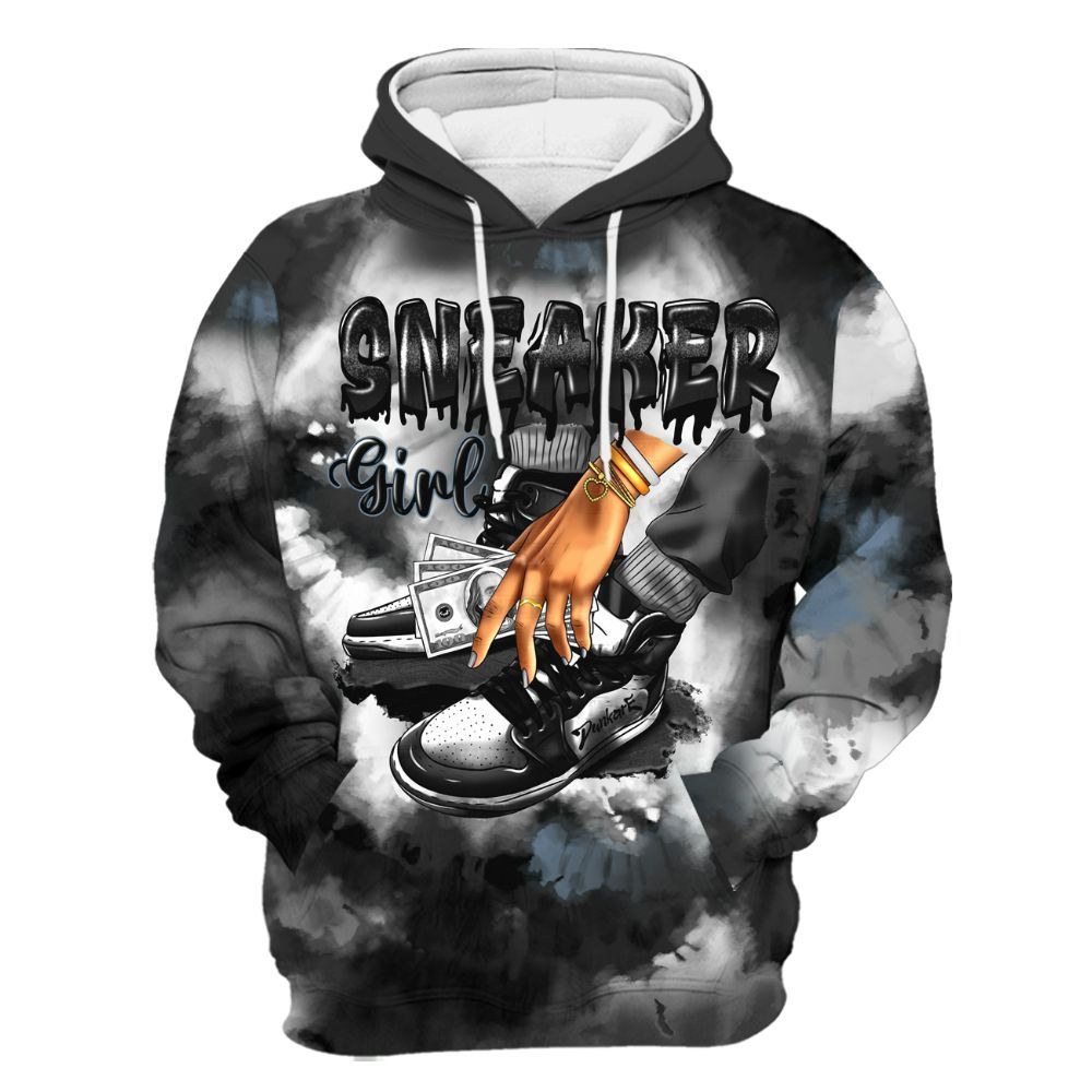 Hoodie To Match Black Chrome 6s - SNEAKER Girl Money Drip Tie Dye All Over Print