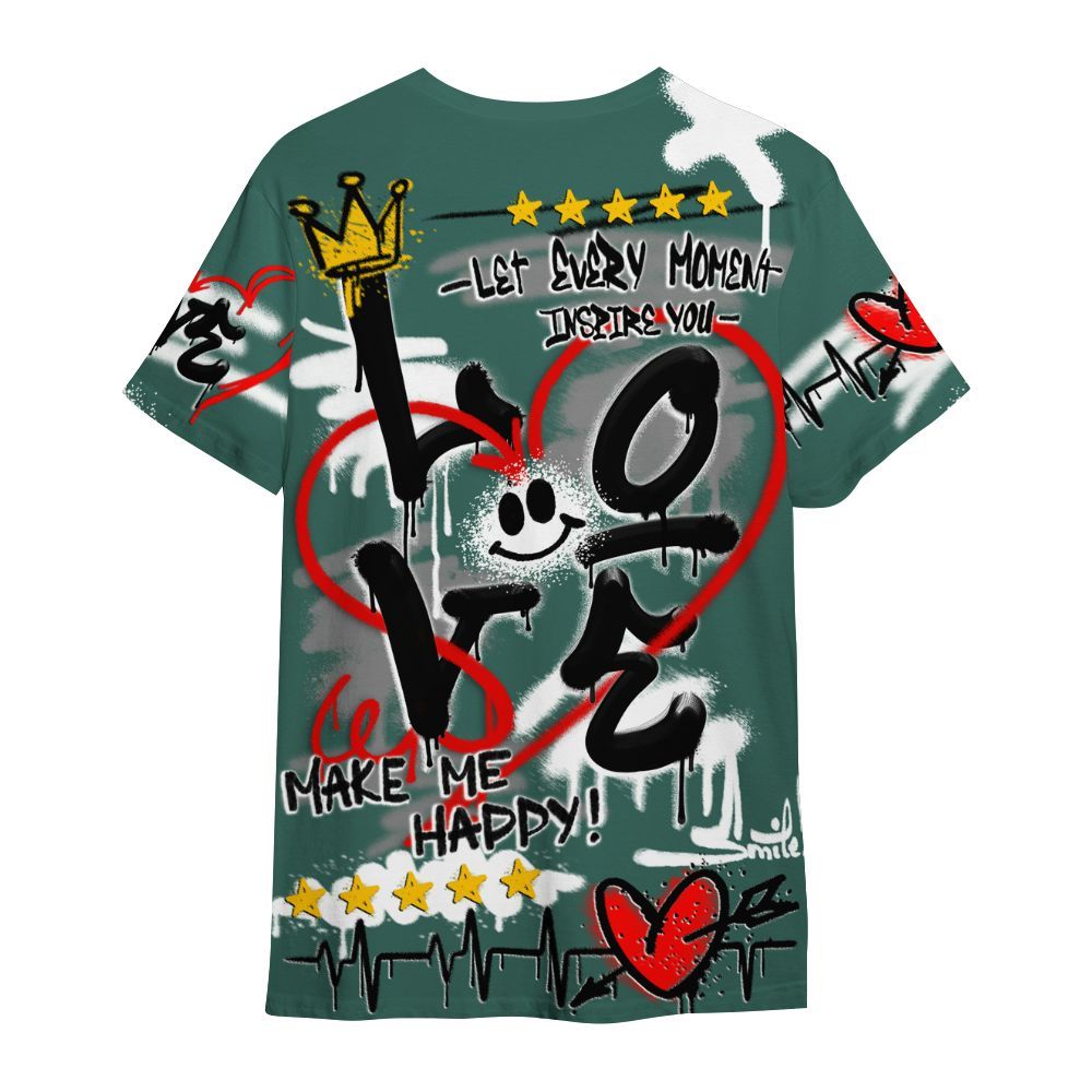 Shirt To Match Low OG Oxidized Green 1s - Happy Love Beats Graffiti Streetwear All Over Print