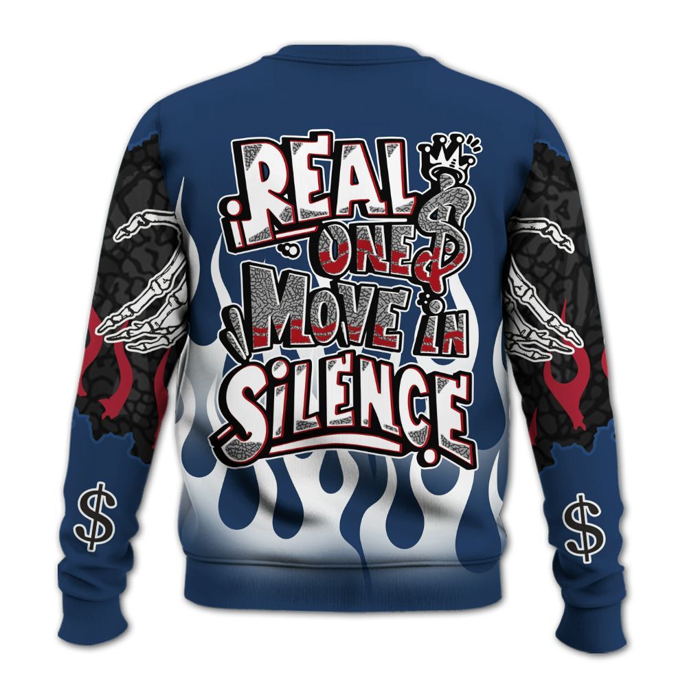 Sweatshirt To Match SP Sport Royal 3s - Ones Move In Silence Graphic Trapped All Over Print