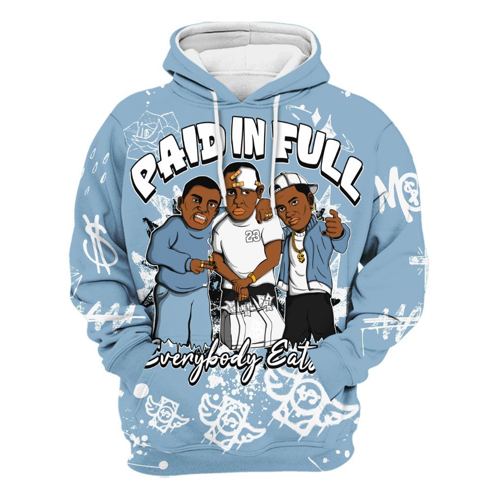 Hoodie To Match High University Blue 1s - Everybody Paid In Full Crayon All Over Print