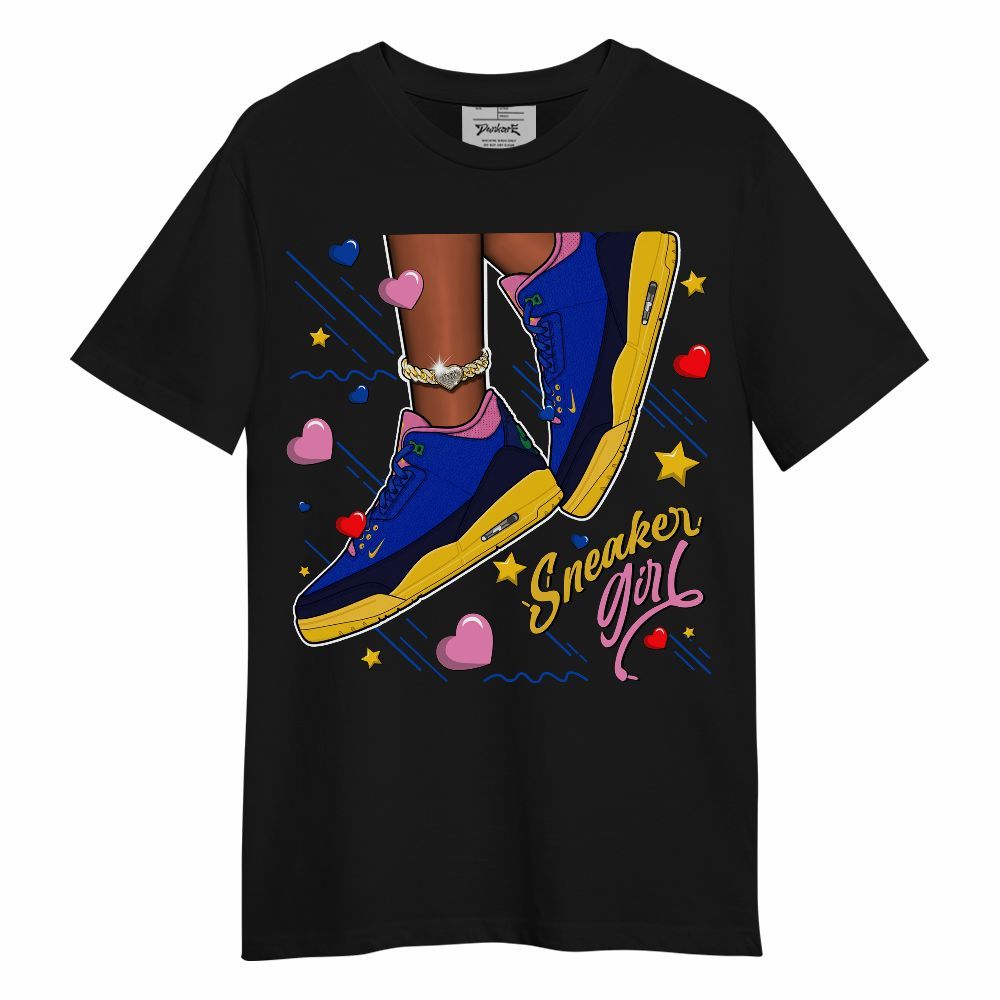 Shirt To Match Brazil Racer Blue Yellow 3s - SNEAKER Girl Heart Flying Graphic