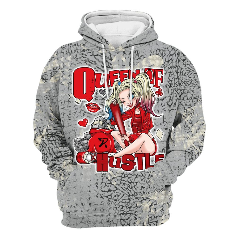 Hoodie To Match Cement Grey 3s - Hustles Quiinn Heart Grunge All Over Print