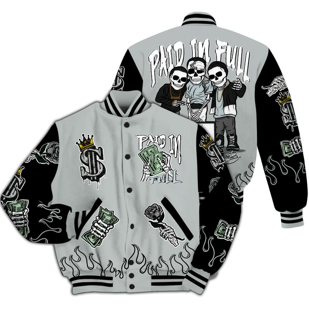 Varsity Jacket To Match Black Wolf Grey 12s - Fire Everybody Paid In All Over Print