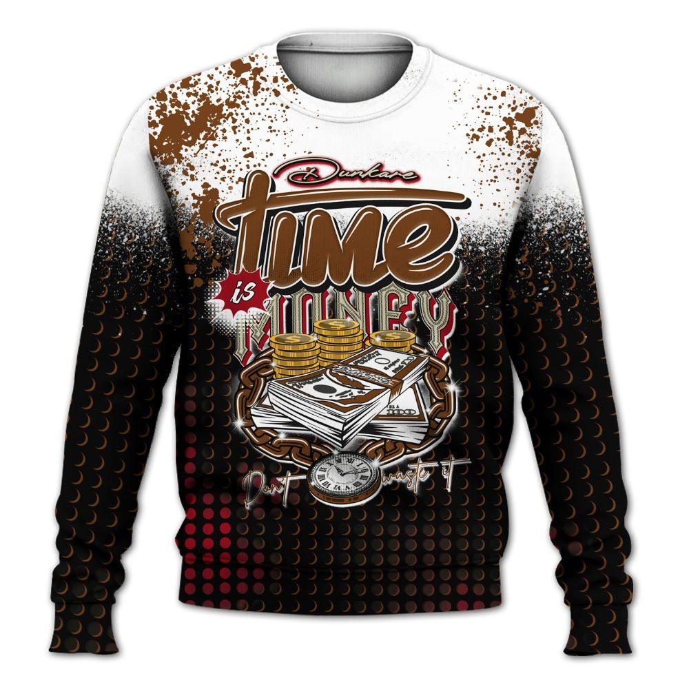Sweatshirt To Match Archaeo Brown 5s - Halftone Time Is Money All Over Print