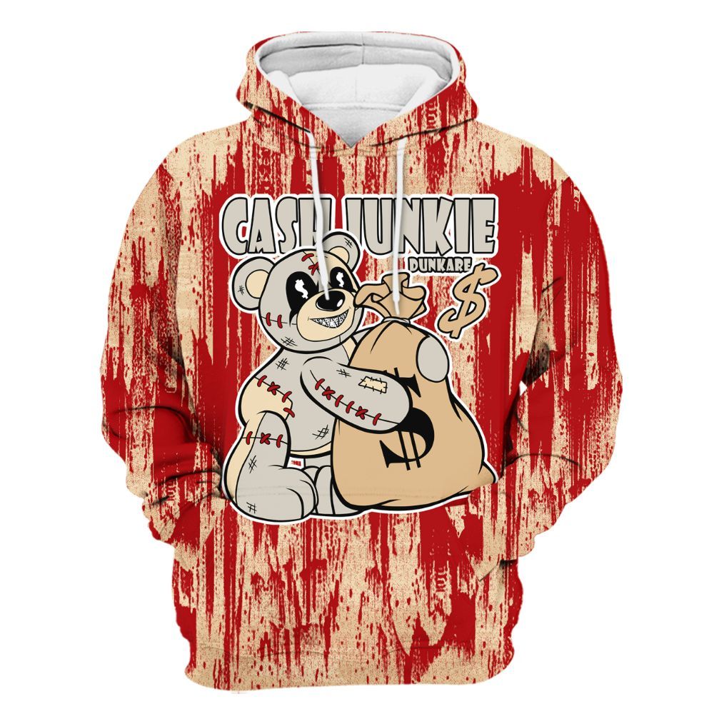 Hoodie To Match Dunk Low Strawberry Waffle - Cashs Junkie Bear Glitch Art All Over Print