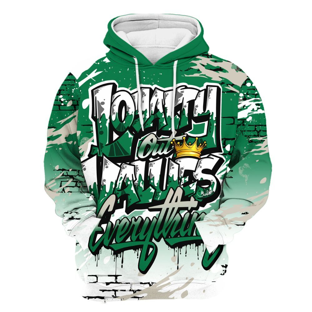 Hoodie To Match Lucky Green 2s - Values Of Loyalty Drip All Over Print