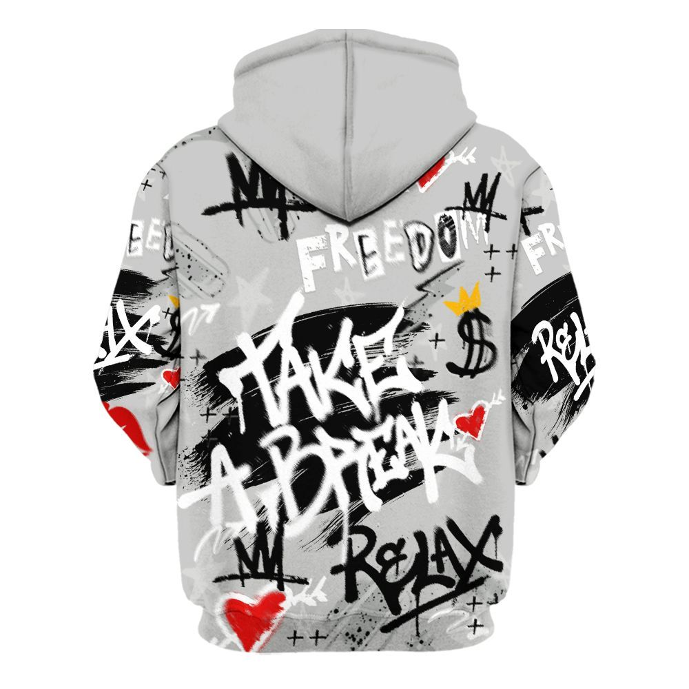 Hoodie To Match Retro White Oreo 4s - Take Break Freedom Graffiti Streetwear All Over Print
