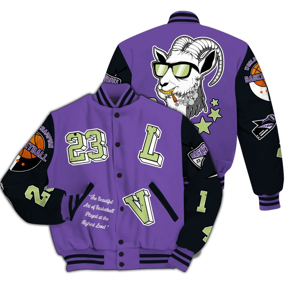 Varsity Jacket To Match Canyon Purple 4s - The GOAT Got Em Streetwear All Over Print