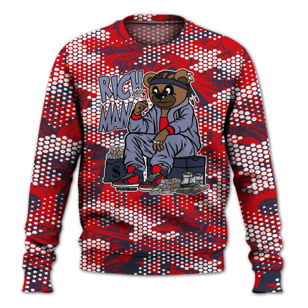 Sweatshirt To Match Low OG Howard Bison 1s - Rich Man Bear Banknotes Art All Over Print
