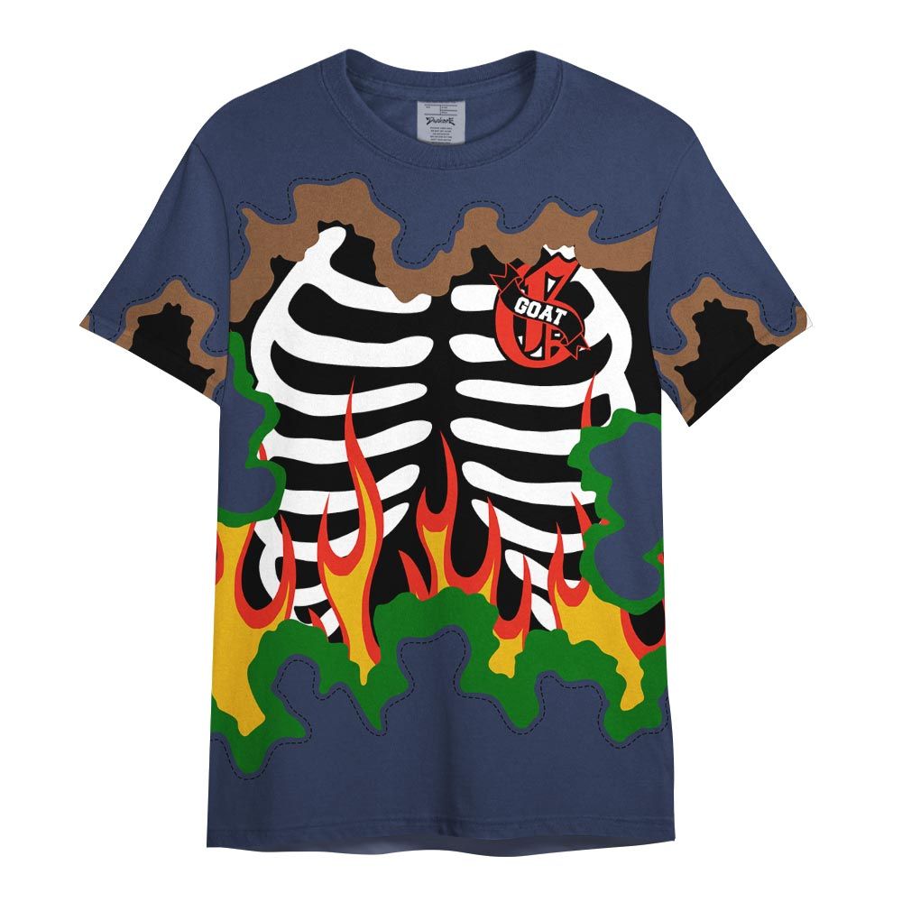 Shirt To Match Midnight Navy 13s - G.O.A.T 23 Skeleton Flame Shirt Outfit