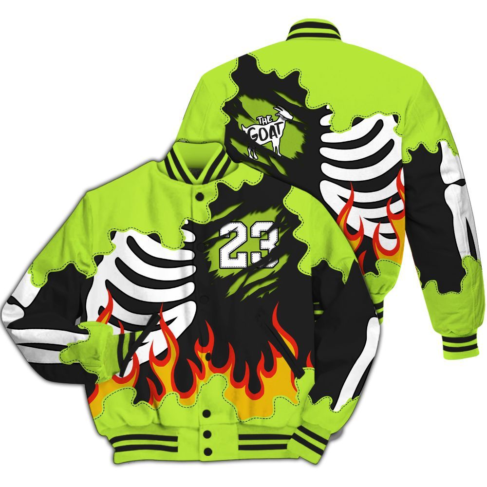 Varsity Jacket To Match Air Force 1 Low Dance Volt - Burning Skeleton 23 G.O.A.T All Over Print