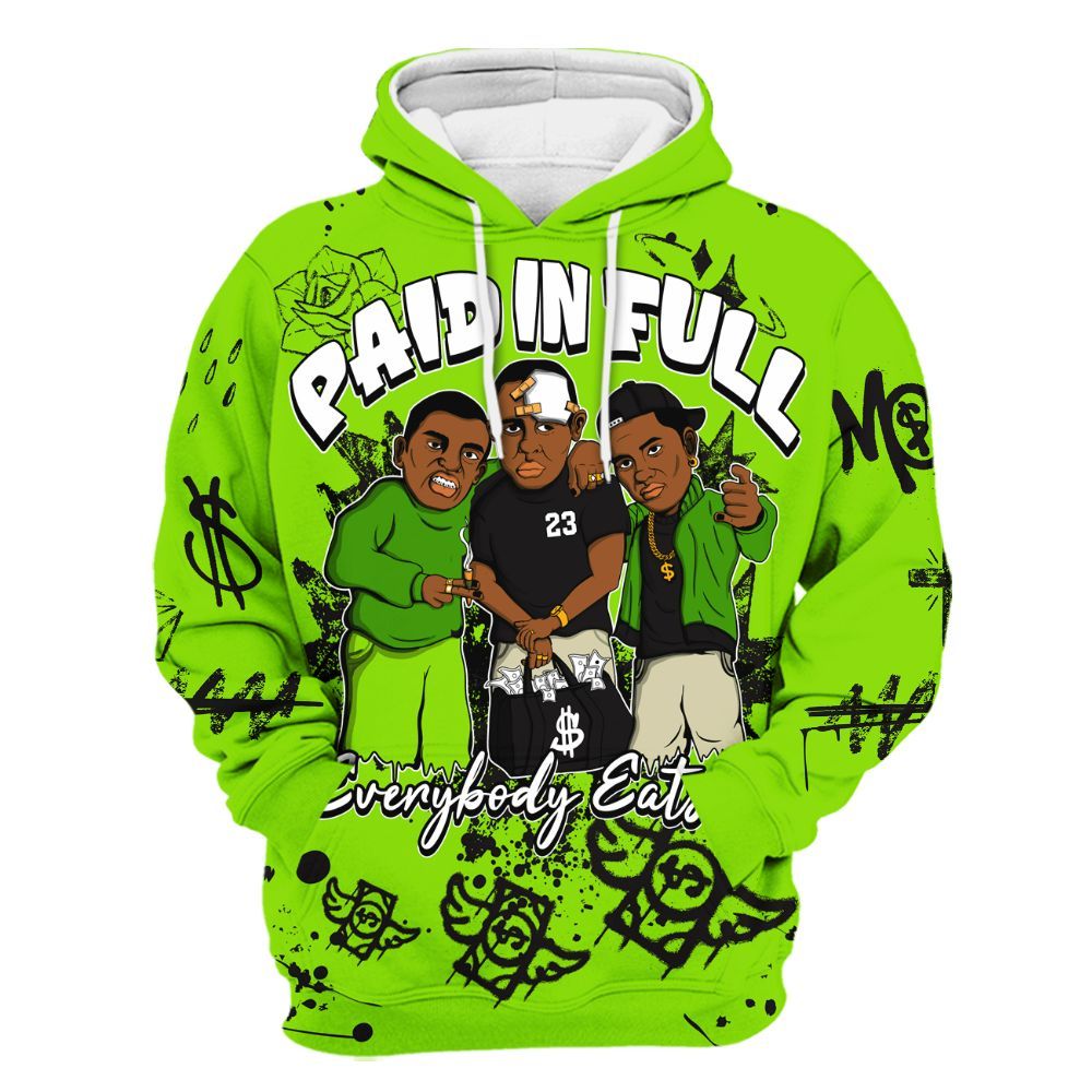 Hoodie To Match Electric Green 6s - Everybody Paid In Full Crayon All Over Print