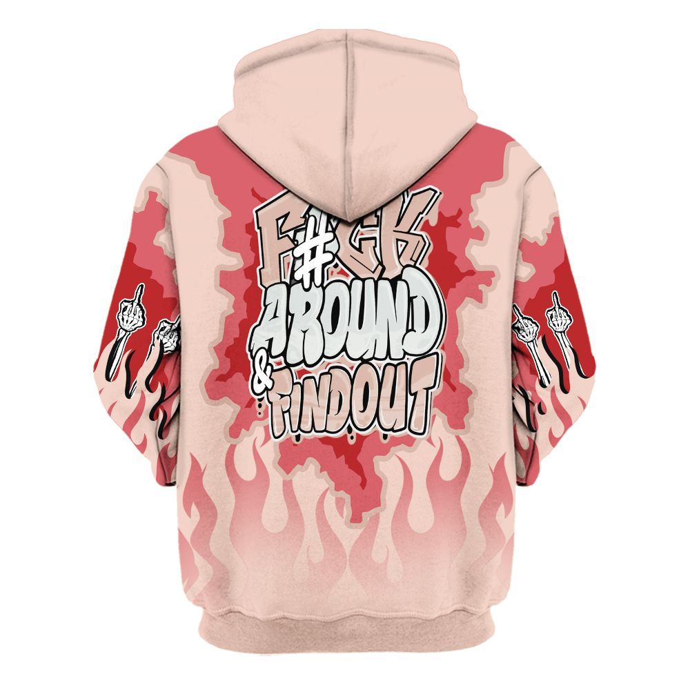 Hoodie To Match Washed Coral 2s Shirt - F Around Find Out Graphic Trapped All Over Print