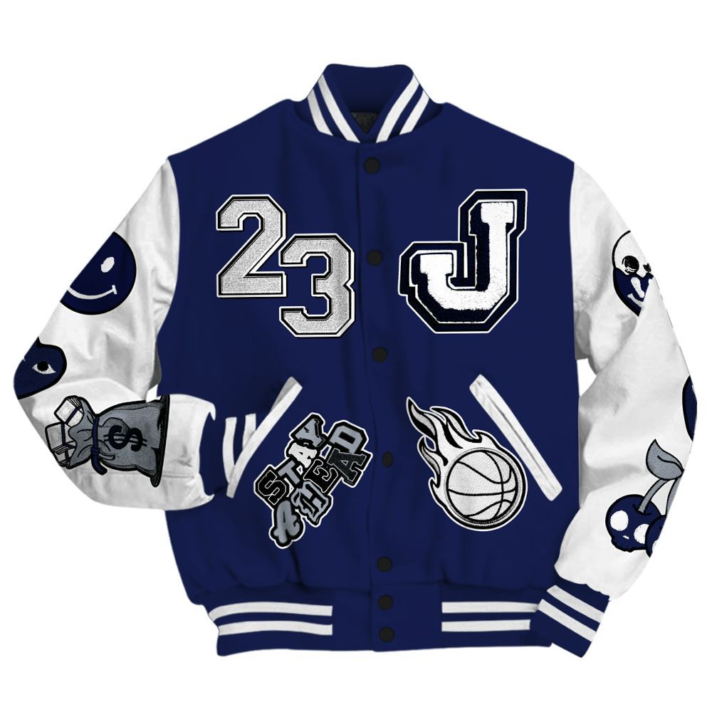 Varsity Jacket To Match Midnight Navy 11s - Hustles Money Number 23 All Over Print