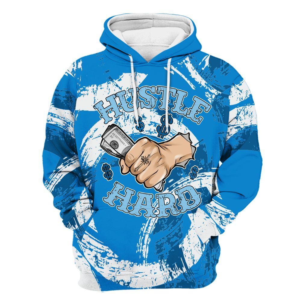 Hoodie To Match Industrial Blue 4s - Hustles Hard! Splash All Over Print