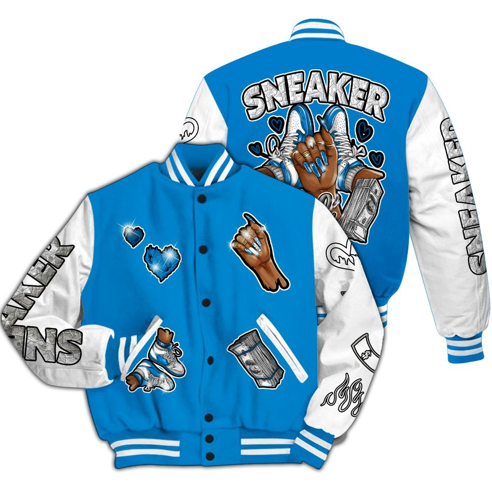 Varsity Jacket To Match Military Blue 4s - Sneakerz Girlz All Over Print