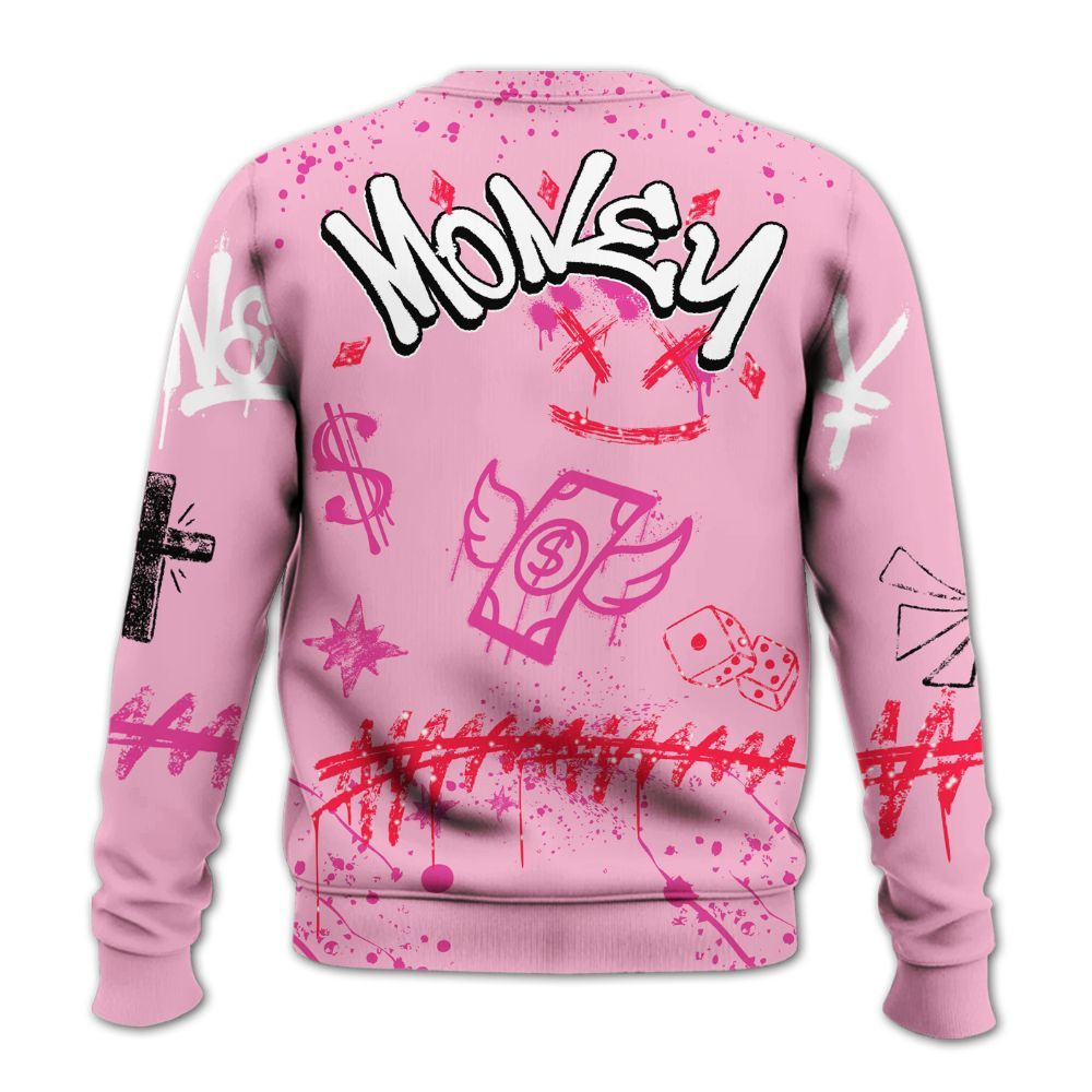 Sweatshirt To Match Retro Bubble Gum Pink 6s - Everybody Paid In Full Crayon All Over Print