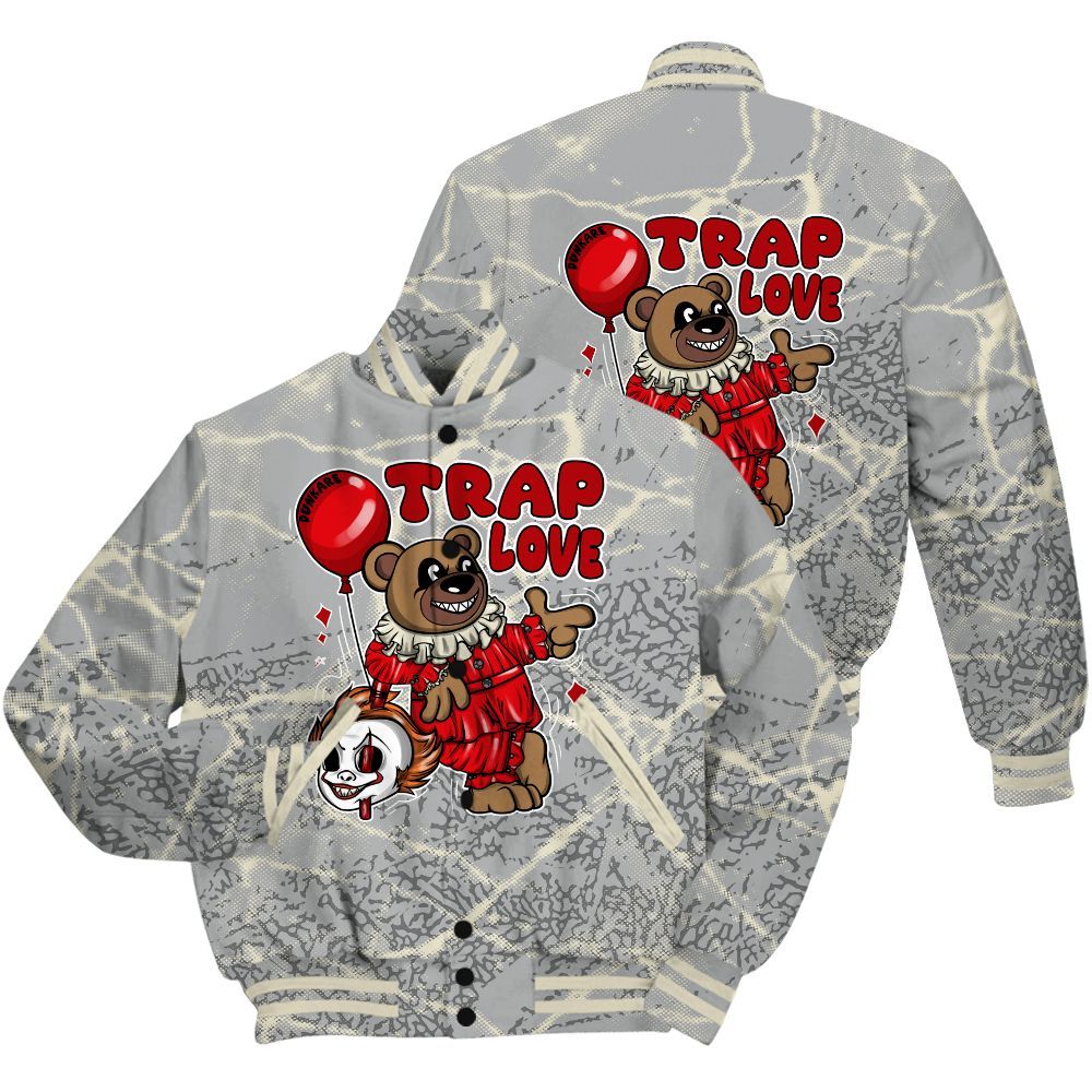 Varsity Jacket To Match Cement Grey 3s Shirt - Trap Loves Bear Profound All Over Print