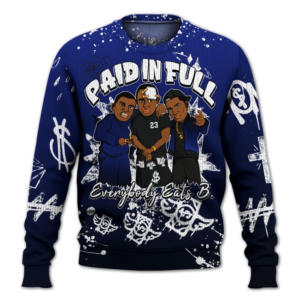 Knitted Sweater To Match Air Max Plus Black Racer Blue - Everybody Paid In Full Crayon