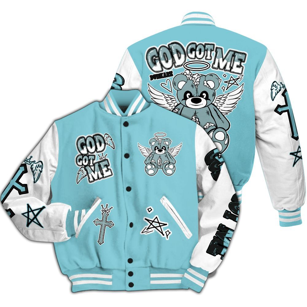 Varsity Jacket To Match Low Legend Blue 11s - Gods Guides Me Bear All Over Print