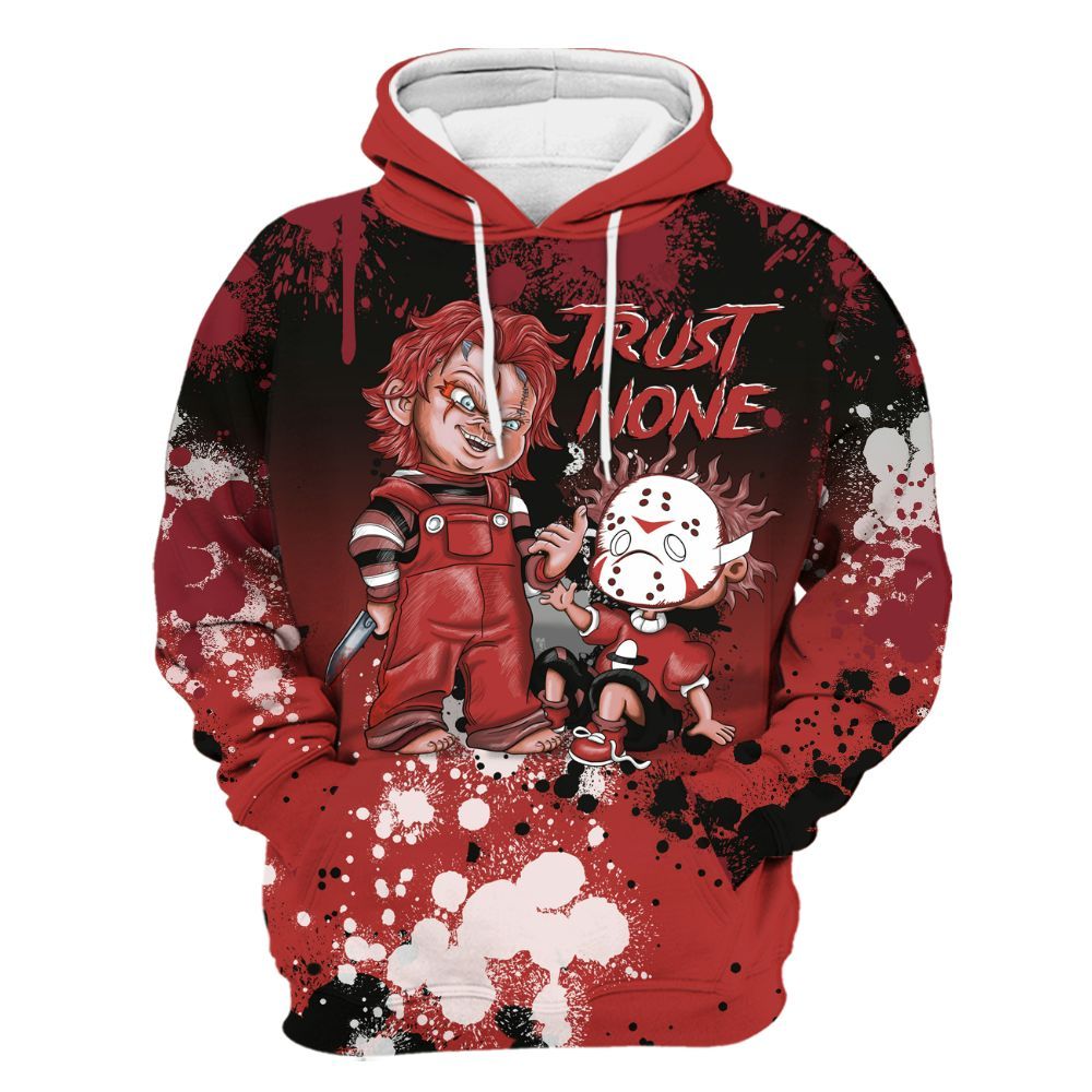 Hoodie To Match Bred Reimagined 4s - Trust No One Scary All Over Print