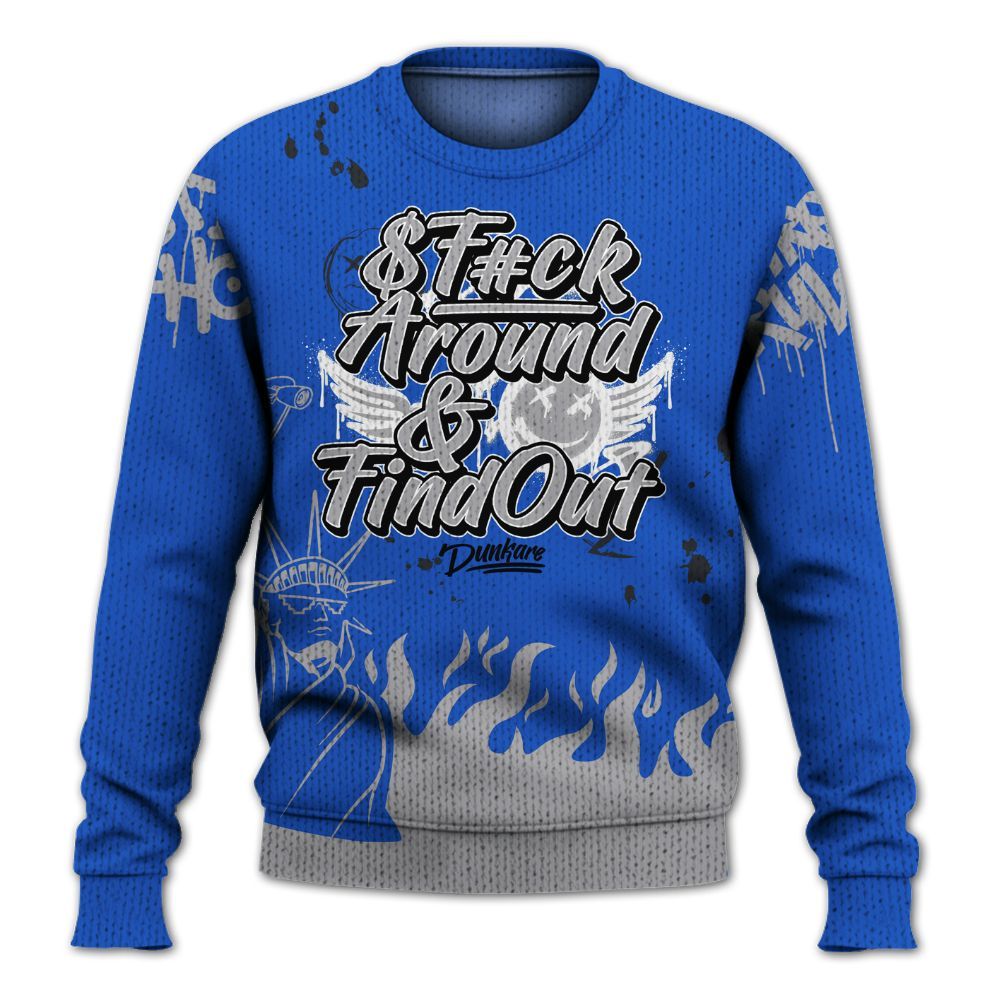 Knitted Sweater To Match Retro Stealth 5s - Graphic Fck Around Find Out