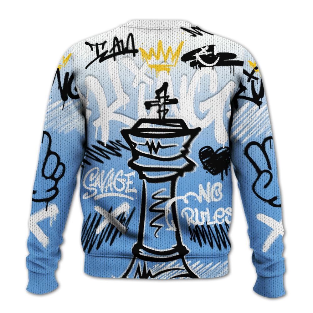 Knitted Sweater To Match University Blue 6s - Street King Chess Streetwear