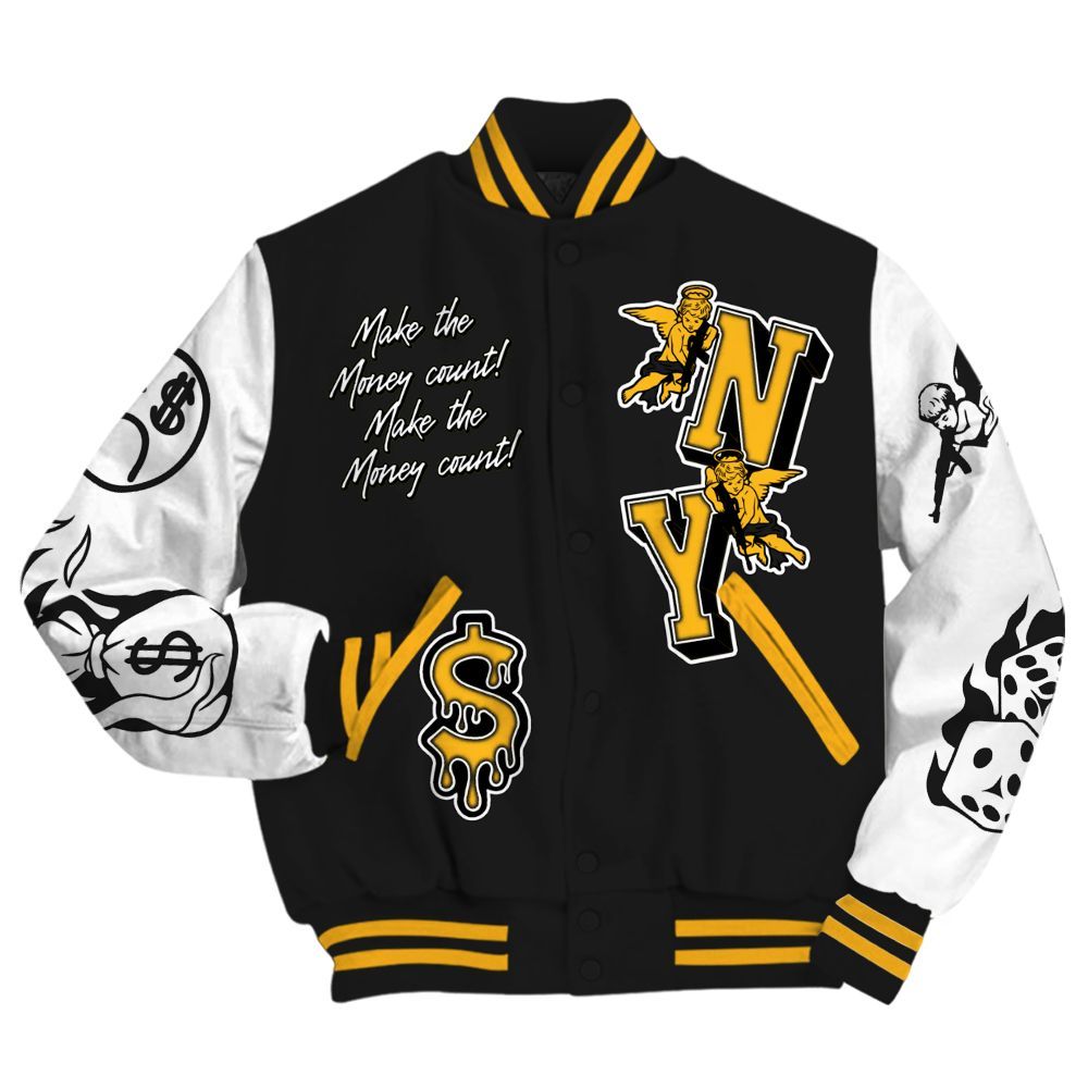 Varsity Jacket To Match White Taxi 12s - Paid In Full Money Graphic Varsity Jacket All Over Print