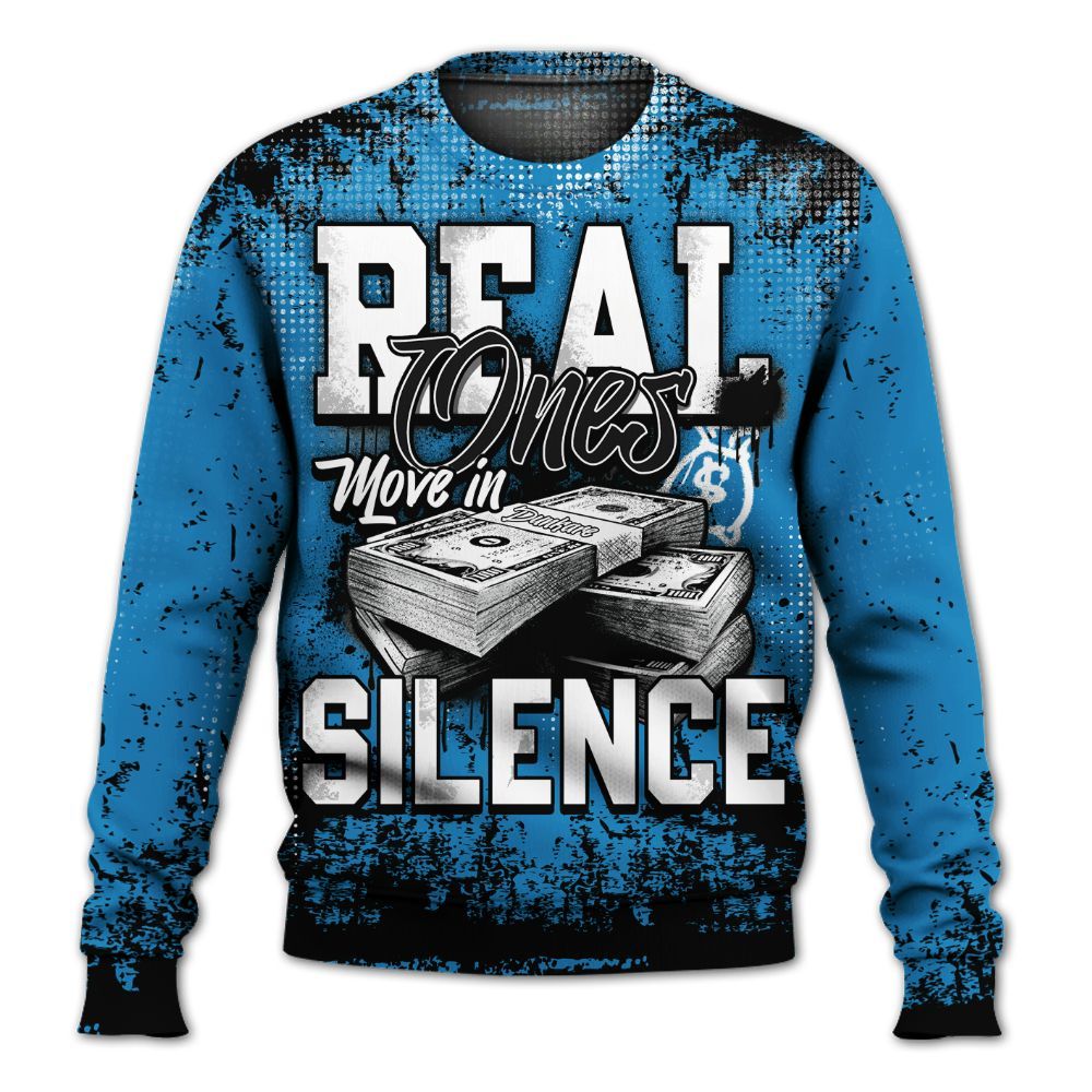 Sweatshirt To Match Retro University Blue 9s - Move In Silence Money Street Retro All Over Print