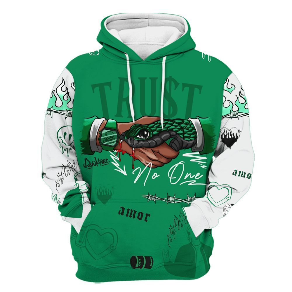 Hoodie To Match Mid Lucky Green 1s - Snake Trust No One All Over Print