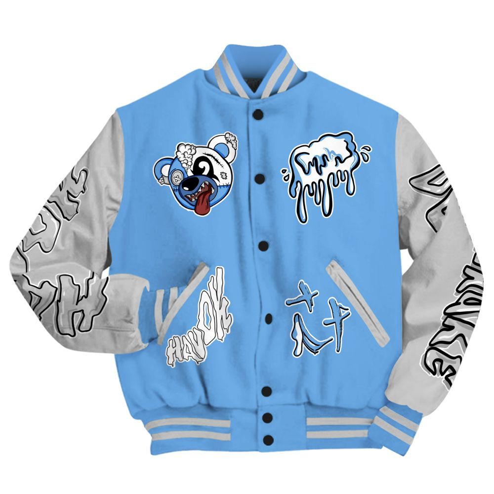 Varsity Jacket To Match University Blue 6s - Havok Bear All Over Print
