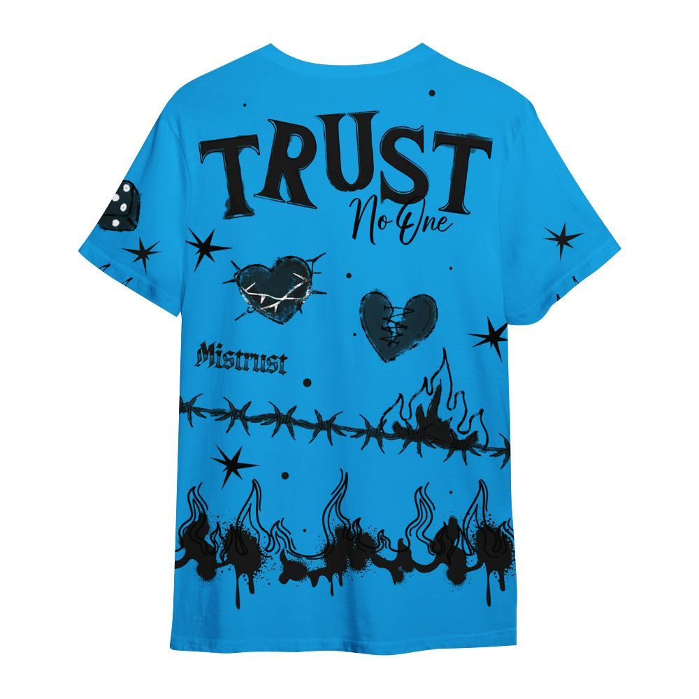 Shirt To Match Black University Blue 2022 13s - Trust No One Snake-Bite Doodle Crayon All Over Print