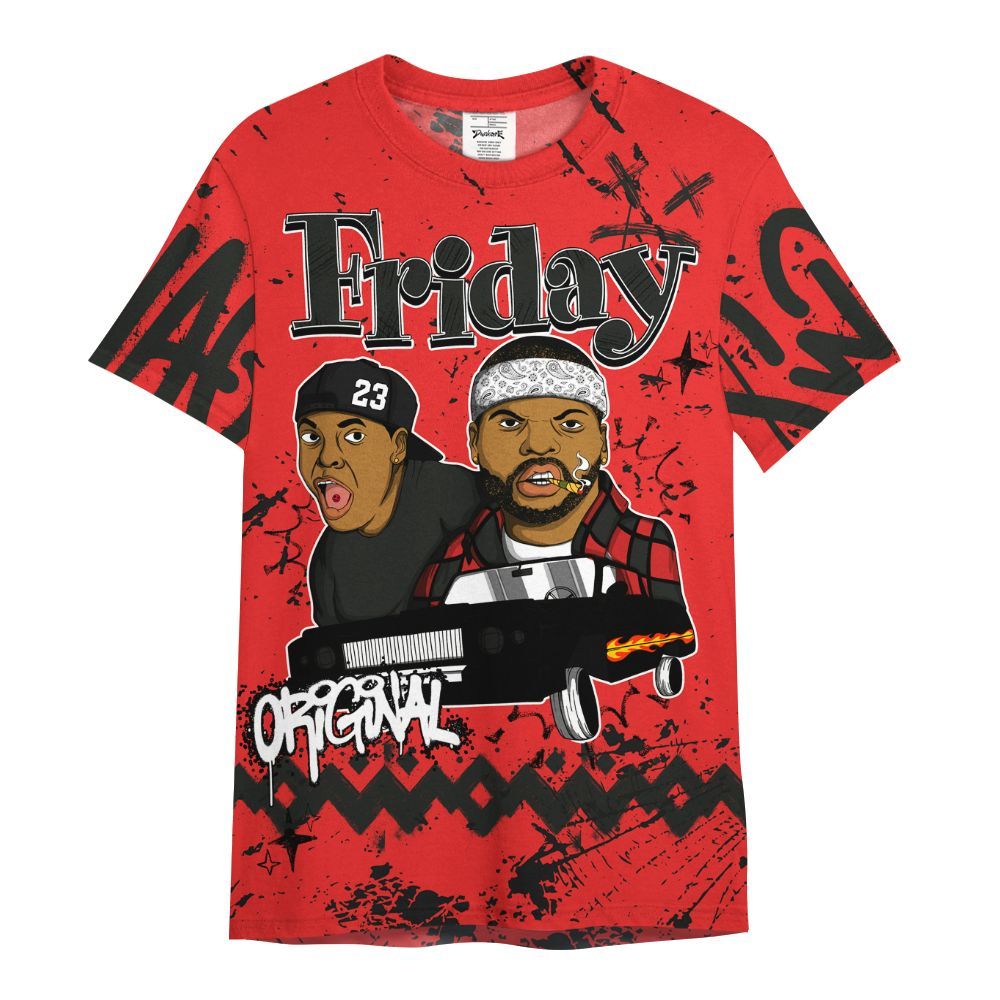 Shirt To Match Red Thunder 4s - Friday Sneaker Crayon All Over Print