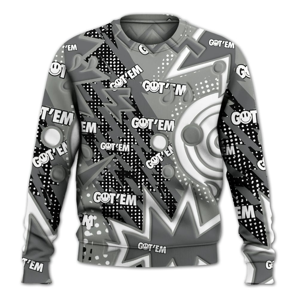 Sweatshirt To Match Paris Cement Grey 4s - Retro Vintage 90s All Over Print