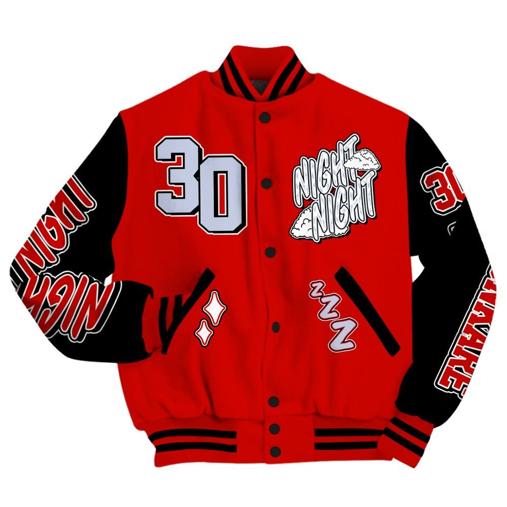 Varsity Jacket To Match Fire Red 6s - Seeya Skeleton All Over Print