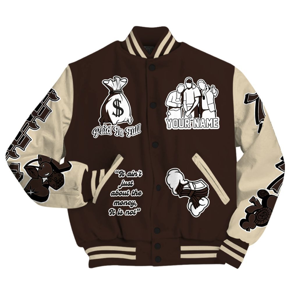 Varsity Jacket To Match 2025 Retro Earth 5s - Paid In Full Baseball Varsity Jacket Custom Name All Over Print