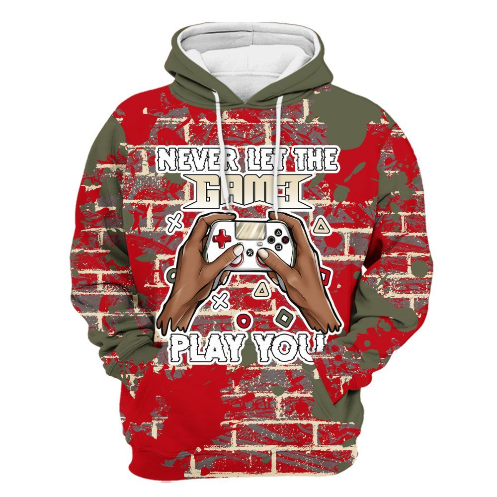 Hoodie To Match Low OG Medium Olive 1s - PlayGame Human Brick All Over Print