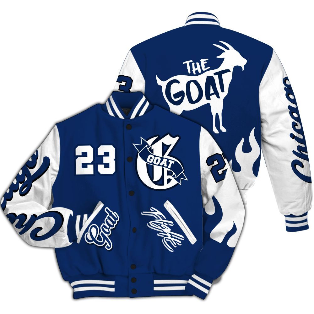 Varsity Jacket To Match High OG Deep Royal Blue 1s Shirt - The G.O.A.T Flight Streetwear All Over Print