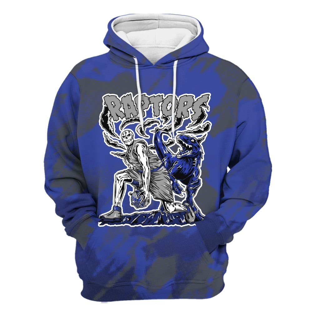 Hoodie To Match Air Max Plus Black Racer Blue - Raptors Skeleton Abstract Halftone All Over Print