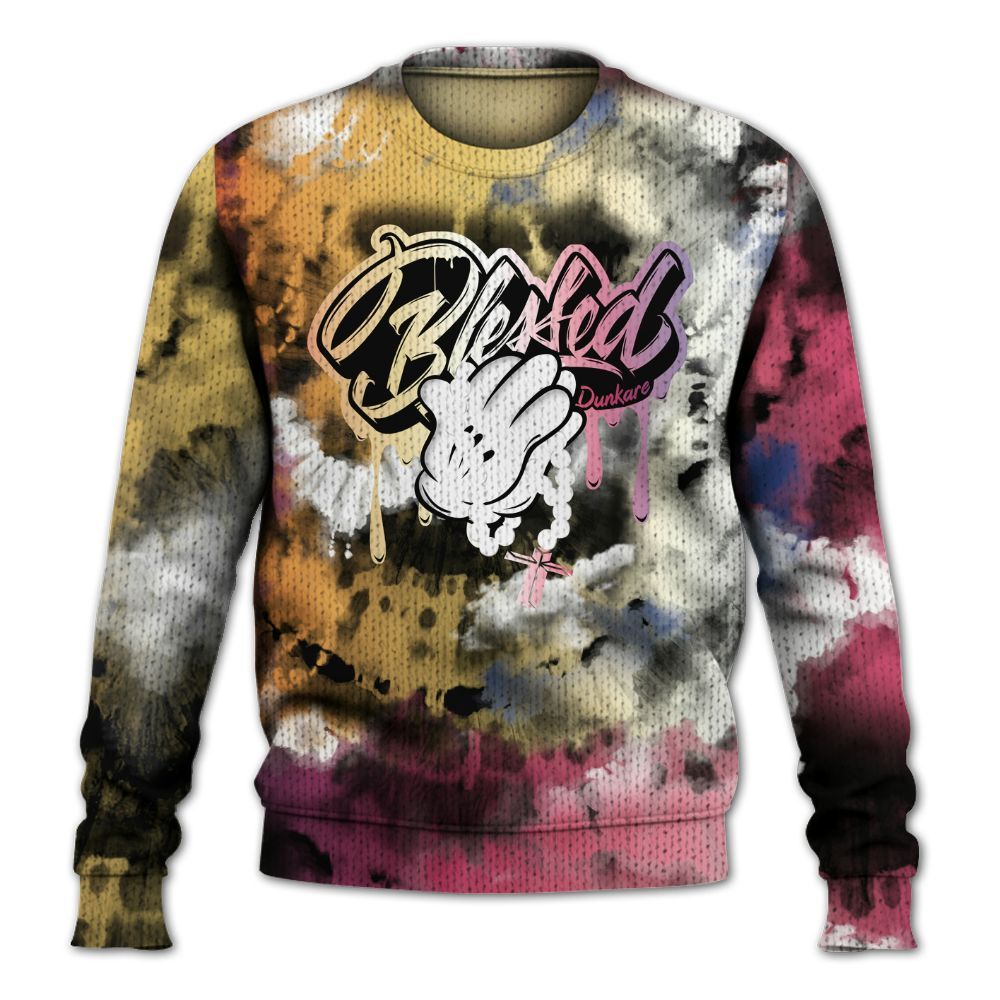 Knitted Sweater To Match Air Griffey Max Los Angeles 1s - God Blessed Tie Dye