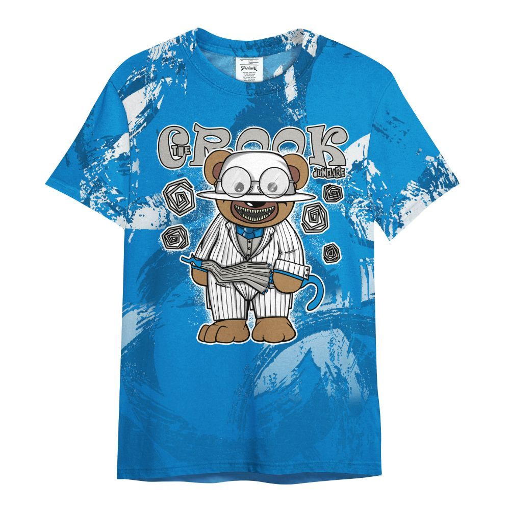 Shirt To Match Military Blue 4s - Swindler Bear Circle Slpash All Over Print