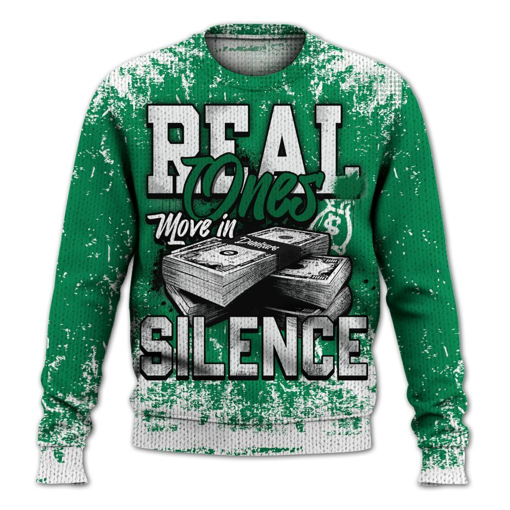 Knitted Sweater To Match Mid Lucky Green 1s - Move In Silence Money Street Retro