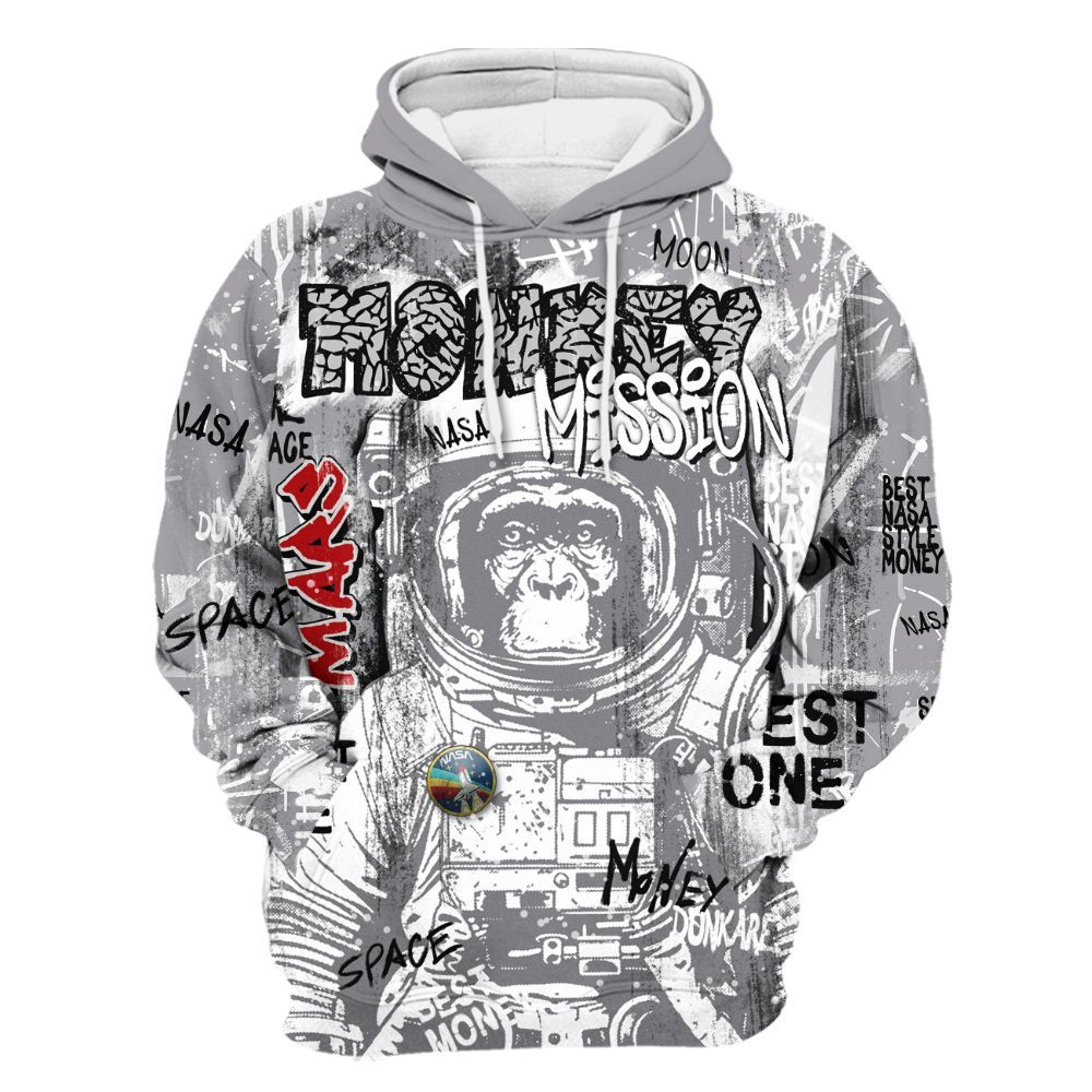 Hoodie To Match Cement Grey 3s - Monkey Misson Space All Over Print