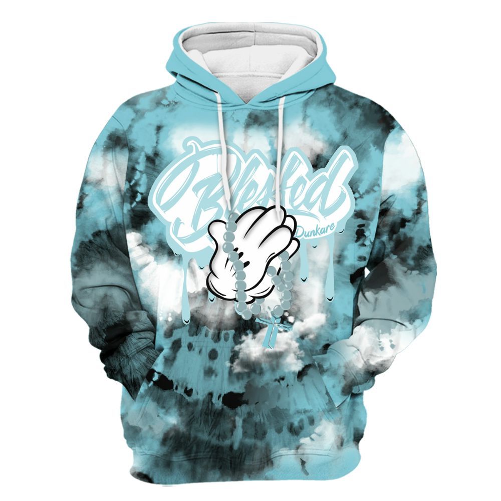 Hoodie To Match Low Legend Blue 11s - God Blessed Tie Dye All Over Print