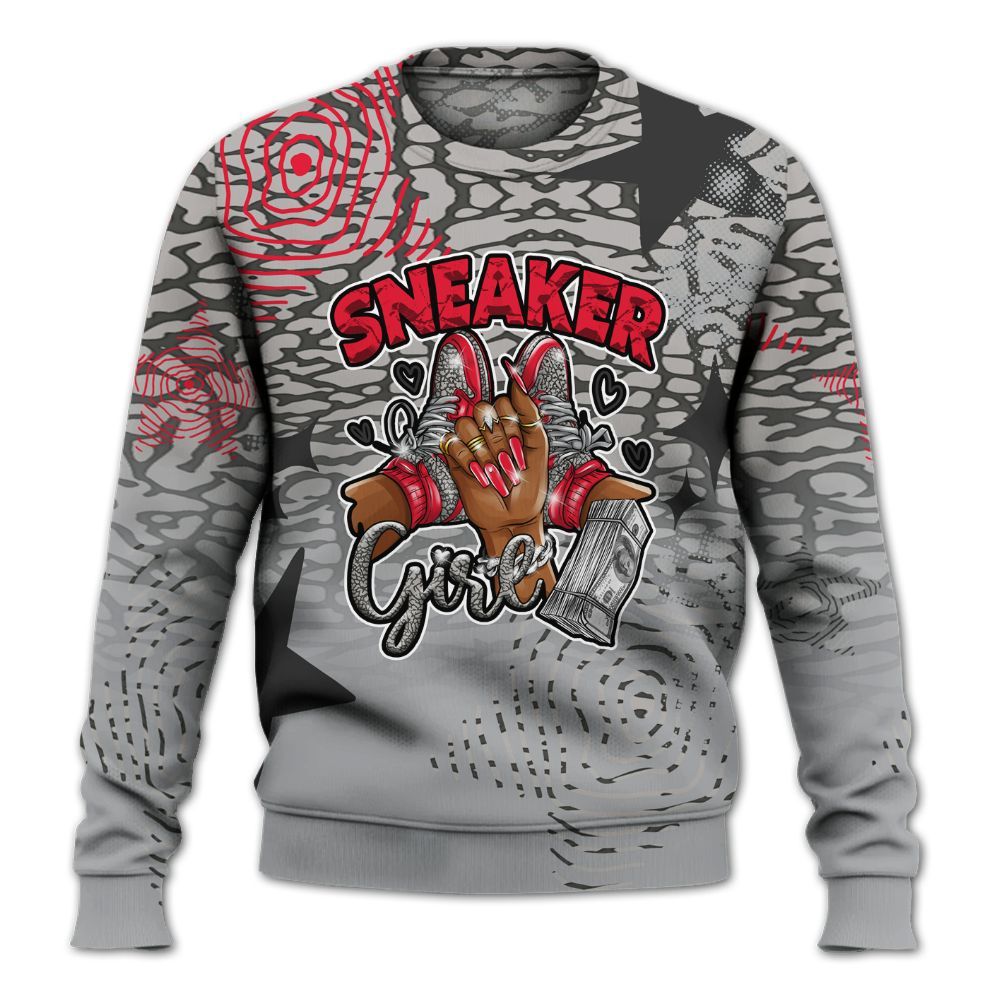 Sweatshirt To Match Black Cement 3s - Sneakerz Girlz Unique Starz All Over Print